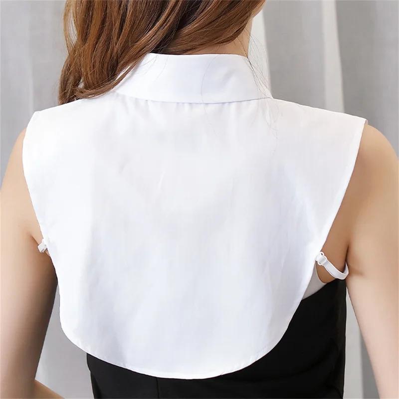 Women's Solid Colour Black White Vertical Small Flip Collar Versatile Shirt Jumper Jumper Fashion Lace False Collar Four Seasons