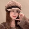 1pc Women Fleece Octagonal Beret Hat,leisure Warmth Versatile Solid Color Skull Cap,Suitable for Holiday Tralve and Daily Wear