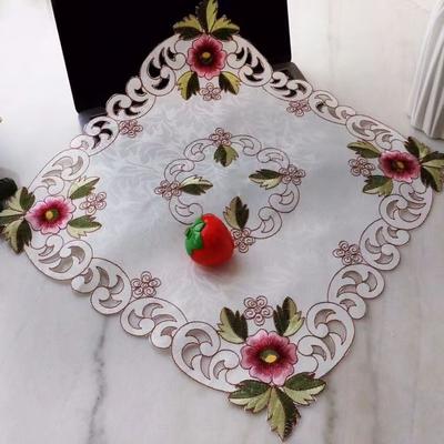 NEW Satin Rose Flower Embroidery Table Cloth Cover Party Wedding Tablecloth Kitchen Christmas Table Decoration and Accessories