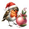 Christmas Window Decals Bird Cling, Static Sticker with Santa Hat And Bauble, Cute Holiday Patterns Waterproof UV-Resistant Glass Decal for