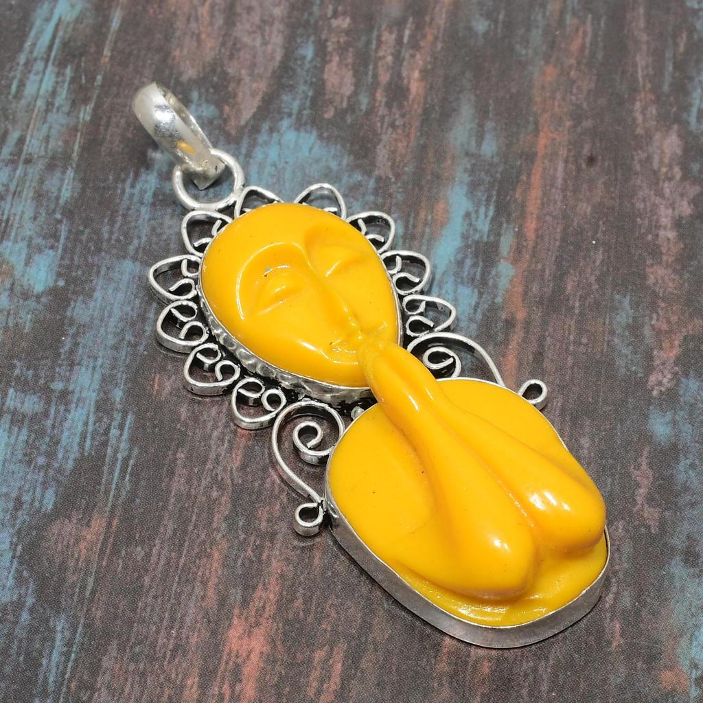 Lovely Praying Lady Gemstone Handmade  925 Sterling Silver Jewelry Pendant