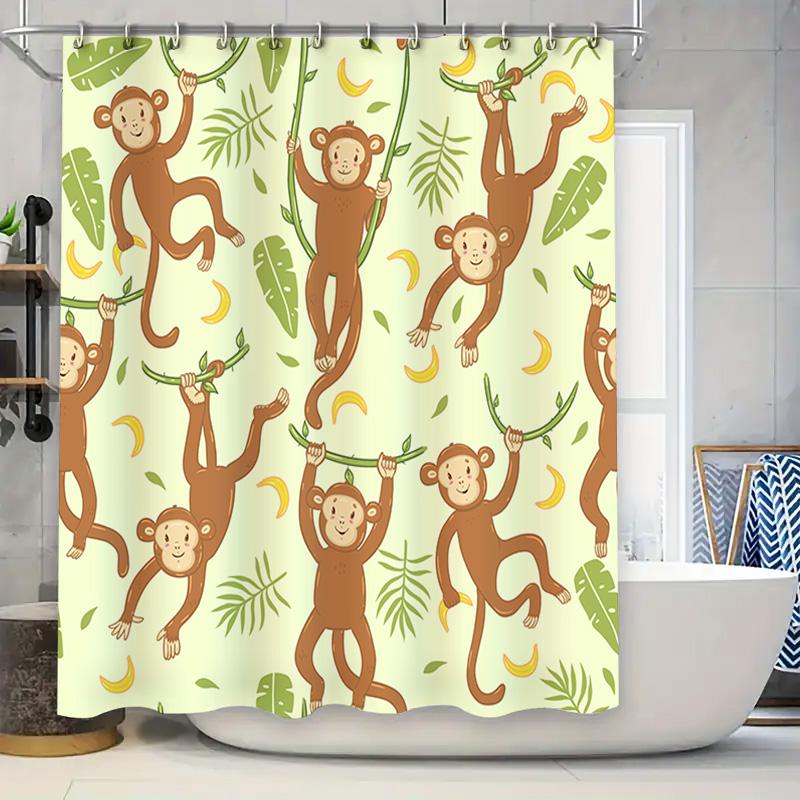 

Monkeys Climbing Tree Shower Curtain Cartoon Animal Bath Decor Kids Bathroom Curtains 180X245Cm Free Shipping W60H190(CM)-1 Pcs