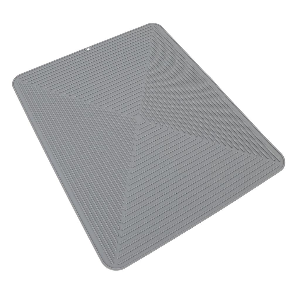 Silicone Dish Drying Mat Countertop Protector Heat Insulation Non Slip Drain Pad for Kitchen Counter Grey