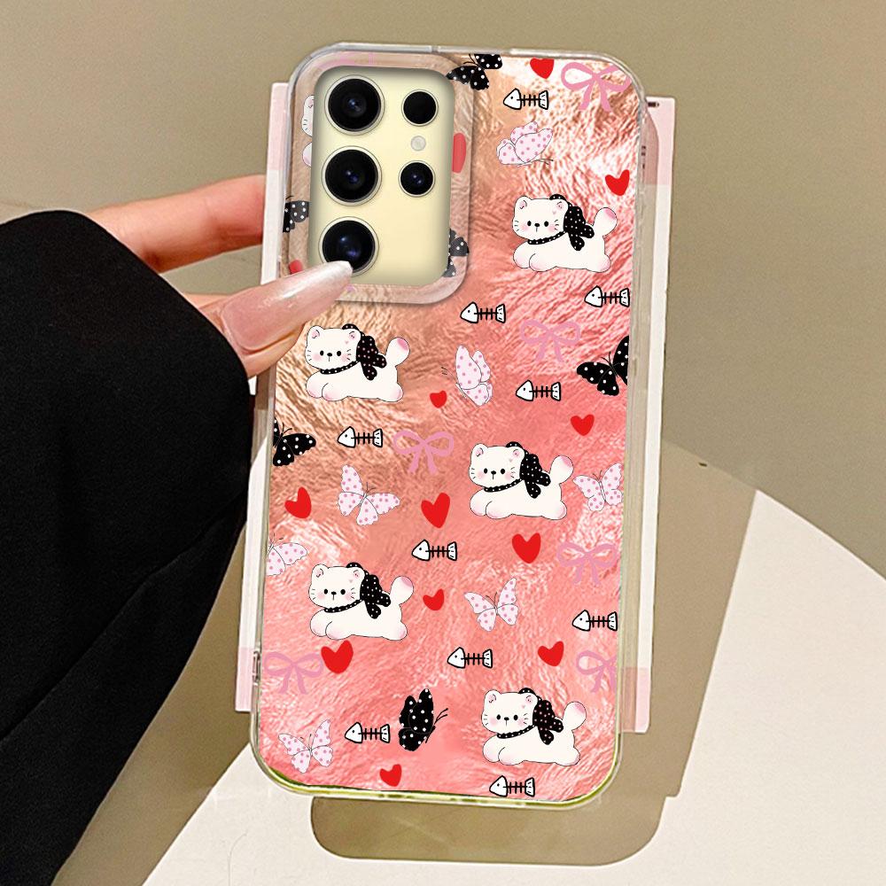 

Черный бант Мультяшное животное Чехлы для телефонов Чехол для телефона для Samsung Galaxy A56 A16 A26 A36 A55 A14 A24 A34 S25 S24 Силиконовая задняя крышка Samsung S23 Ultra белый