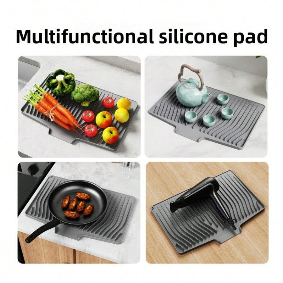 Kitchen Counter Silicone Drying Mat Silicone Dishes Drain Mat Tableware Insulation Slope Drain Mat
