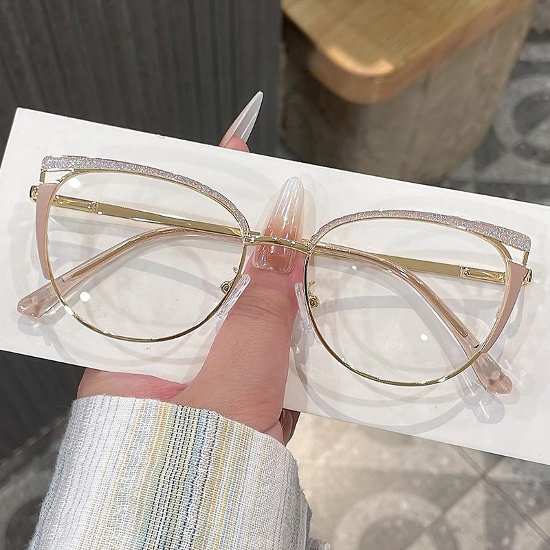 Senior Cat Eye Metal Optical Glasses Women Men Trend Brand Design Computer Eye Protection Blue Light Blocking Eyeglasses