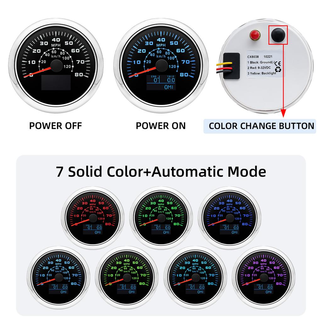 IP67 Wasserdichter Digitaler Geschwindigkeitsmesser 0~80MPH/0~120Km/h GPS Tacho Universal für Auto LKW Boot Bus Geländefahrzeuge 12V 24V
