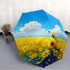 1pc Sunflower Field Auto Open/close, All-Season Portable Folding Umbrella for Women & Men, Travel, Everyday, Formal Events - Compact Luxury Parasol, O