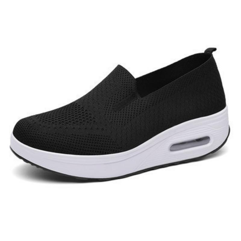 Large size women's shoes spring and summer fly-woven mesh breathable platform casual shoes one pedal mother shoes hot