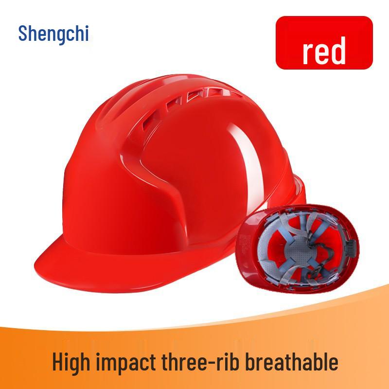 Shengchi Men's Anti-Smash Breathable Safety Helmet, Transparent Three-Ribbed, ABS Thickened for Construction Workers