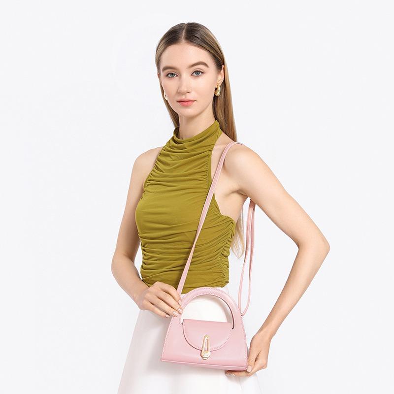 2025 Summer New Half-Moon Bag for Women, Solid Color Commuter Vintage Lock Handbag, Trendy and Stylish Casual Crossbody Bag
