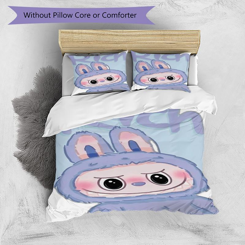 Rabbit Friend Design Bed Bedding Set 1 Duvet Cover + 2 Pillowcases Soft Breathable Household Bed Linens