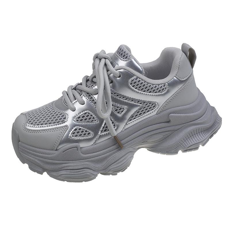 Daddy Shoes Women's Spring and Summer New Thick Bottom Mesh Elevator Breathable Casual Sneaker Tide