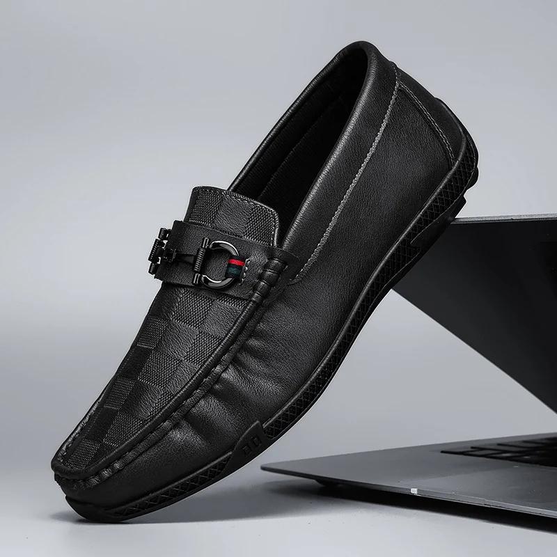 Luxusmarke Weiß Atmungsaktiv Slipper Fahrschuhe Leder Herren Freizeitschuhe Schwarz Formell Herren Kleiderschuhe Designer Herren Slipper