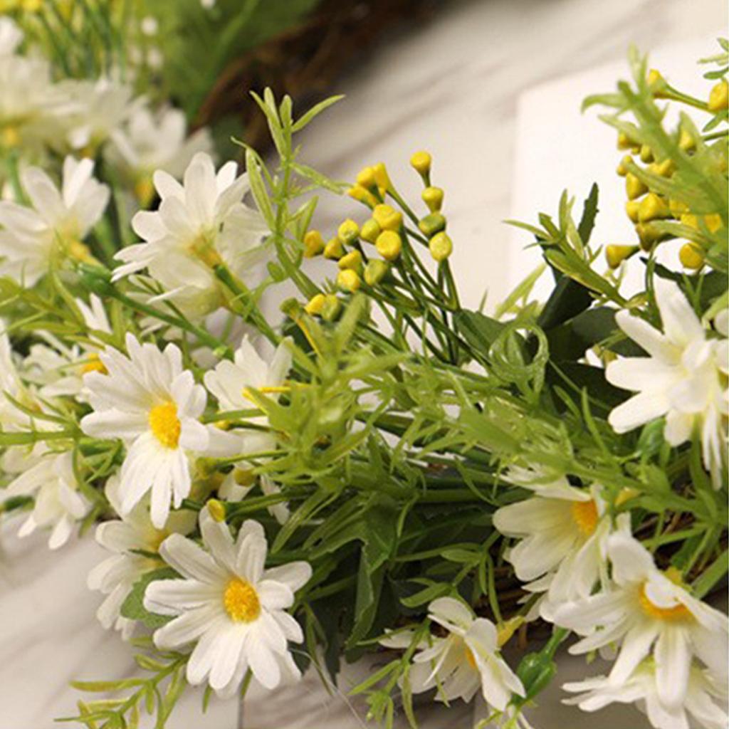 13.78inch Artificial Daisy Flowers Wreath Wall Hanging Door Decoration Hanging Garland for Household