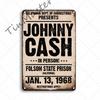 Rock N Roll Metal Poster, Tin Sign, Vintage Johnny Cash, Retro Plaque, Pub, Bar, Man Cave, Home Decoration Plates