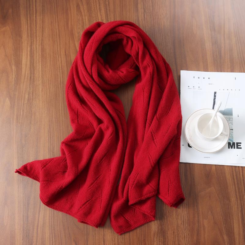 100%Wool Long Scarf For Women Winter Autumn Knitted Minimalist Larger Wrap Warm Soft Cashmere Pashmina Shawl Neck Warmer60x190cm