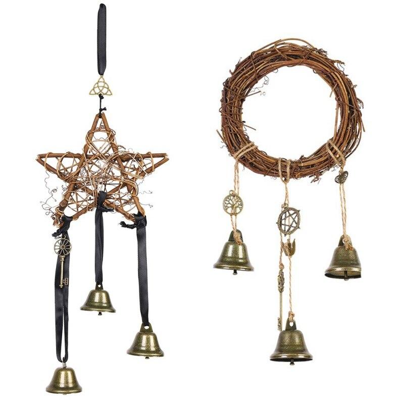 Wall-hung Door Handles Wind Chime Rattan Rings Pray for The Blessing of Bell Witch Wind Chimes