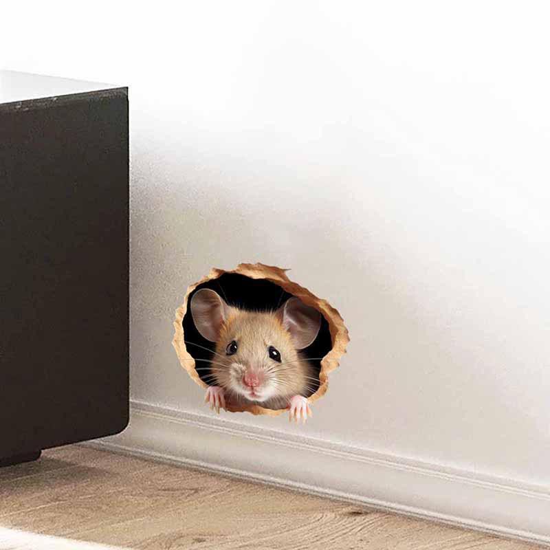 1pc Creative Mouse Hole Wall Sticker, A Cute Mouse Design That Peeks Through A hole, Used for Fun Home Decoration in Living Room