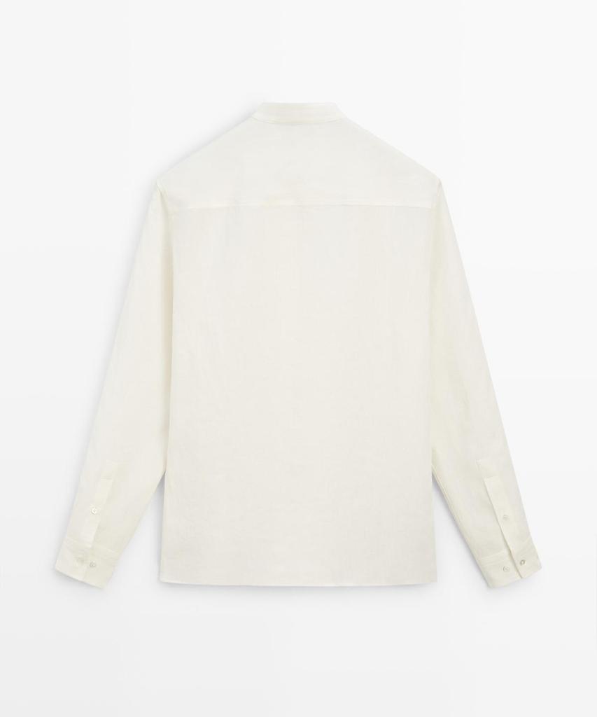 Masimodutti 100% Linen Stand Collar Shirt