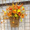 Fall Hangings Wreath for Front Door Thanksgiving Artificial Sunflowers Basket