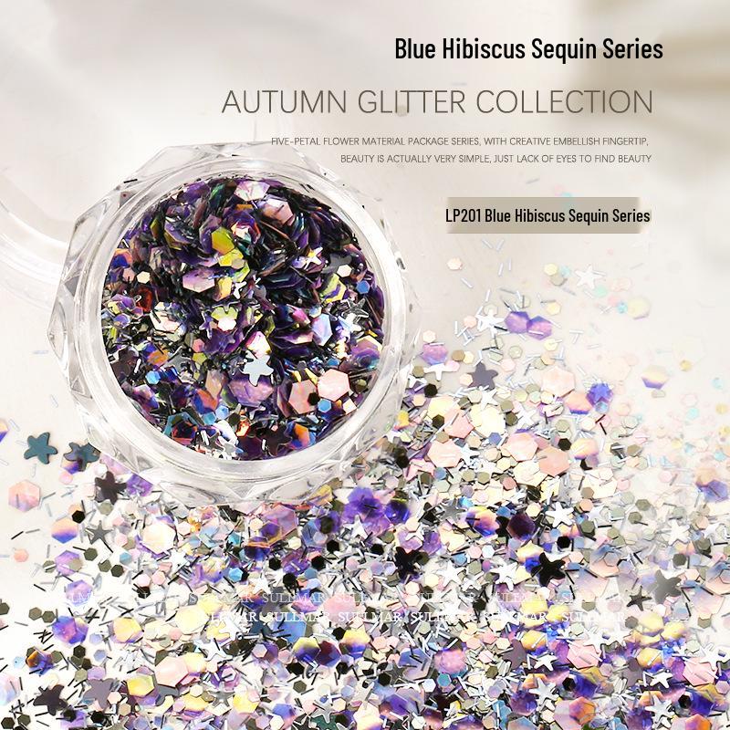 Sweet Style Nail Art: Mixed Glitter & Sequins Set - Coarse & Fine Irregular Shapes