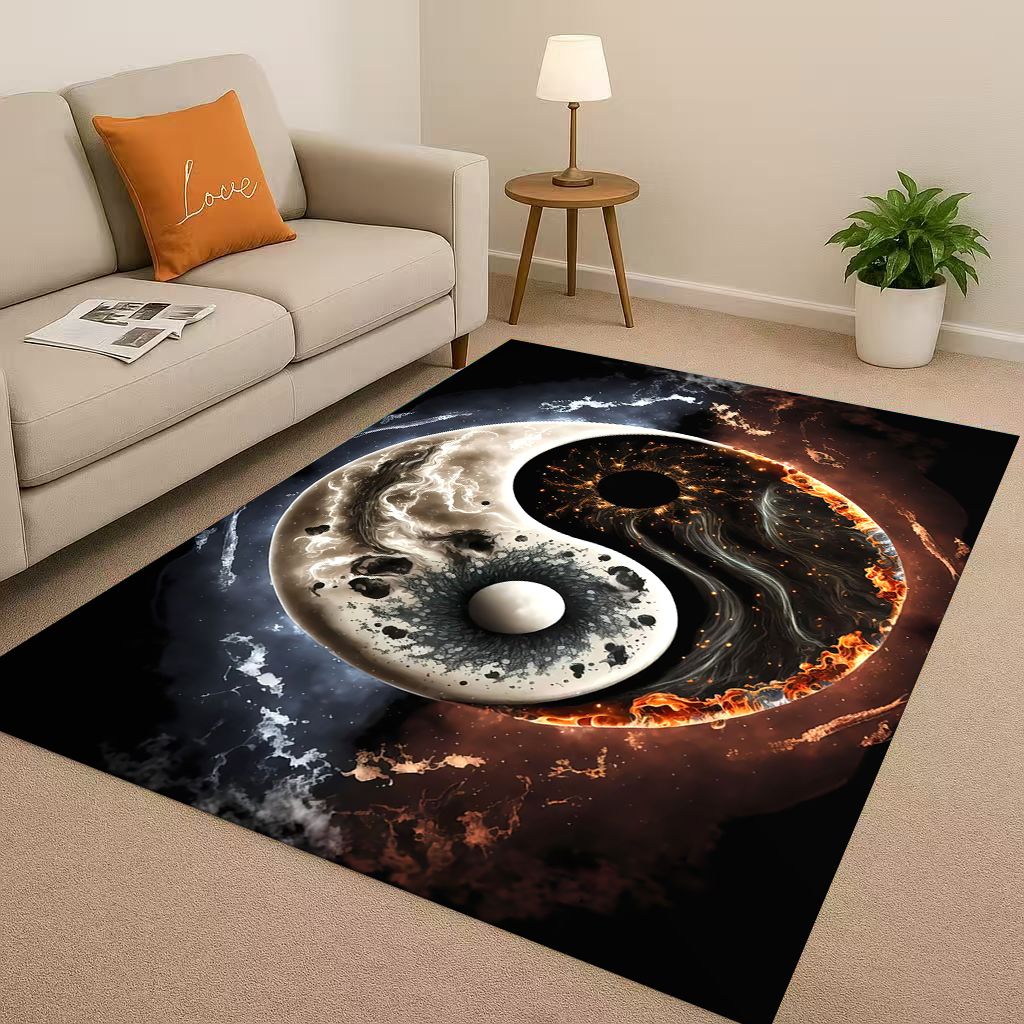 New Yin Yang Chinese Tai Chi Natural Balance Art Living Room Non-Slip Area Rug Soft Carpet for Bedroom Sofa,Home Decor Doormat