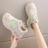 Trendy Design Women's Shoes 2024 Spring and Autumn Thick Sole Elevated Casual Mesh Breathable Colored Sports Shoes for Women