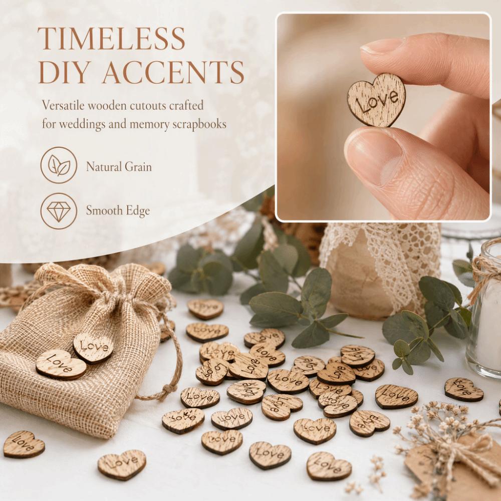 1000pcs DIY Craft Wooden Heart Confetti 1000 Pieces Wooden Heart Decoration  For Home Decoration