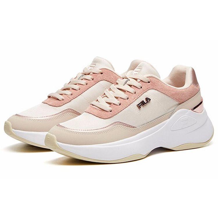 FILA Fabric Synthetic Leather Retro Shock Absorbing Wear Resistant Low Top Casual Shoes Women sneaker Nude-Pink F12W114208FLR