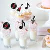 Retro Black Glitter Music Note Guitar Cupcake Toppers - 12pcs for Birthdays
