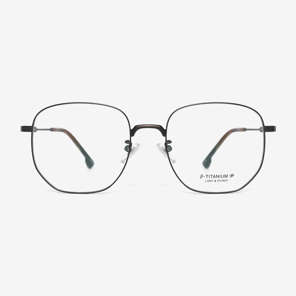 Alloaiweeo [Aloxrounz] Oversized Square Beta Titanium Eyeglass Frames Ara8113 C4 Brown