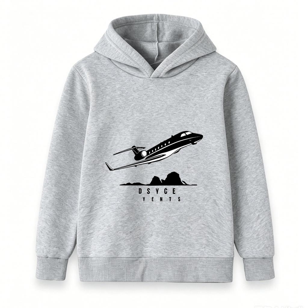Kids Boys Girls 100% Cotton Crew Neck Short Sleeve T-Shirt, Stylish Airplane Flying Mountain Silhouette Print Casual Soft Breathable Tee Tops for Dail