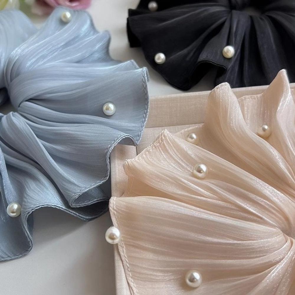 Cloth Women Hair Scrunchies French Style Pearls Hair Rope Elastic Scrunchies  Hair Accessory