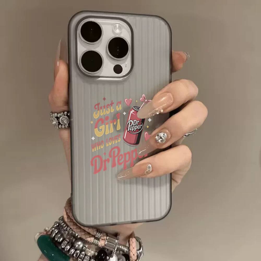 

D-Dr Pepper Cartoon For IPhone 17 16 15 Plus Pro Max 12 14 Plus 11 13 Wave Corrugated Stripe Funda Phone Cover iPhone 17