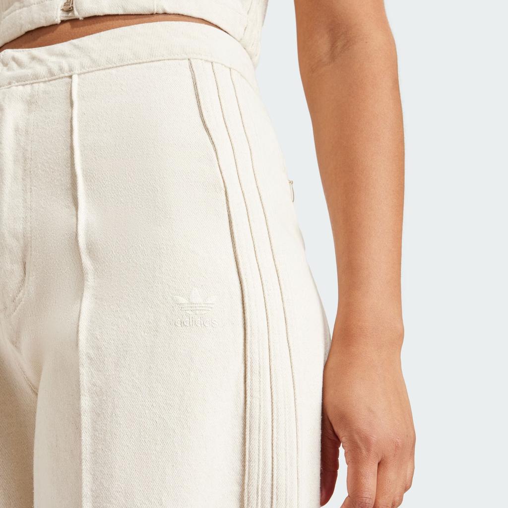 adidas Originals Mode Montreal Denim Jeans Locker Bequem Weiter Bein Lässig Sport Damen Jeans Weiß IS3584