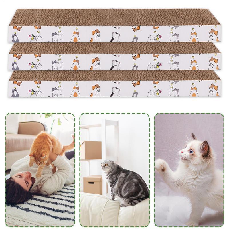Scratching Boards for Indoor Cats Scratcher Corrugated Paper 3pcs Kitten Toys Anti-Scratch Cardboard for Furniture Protection