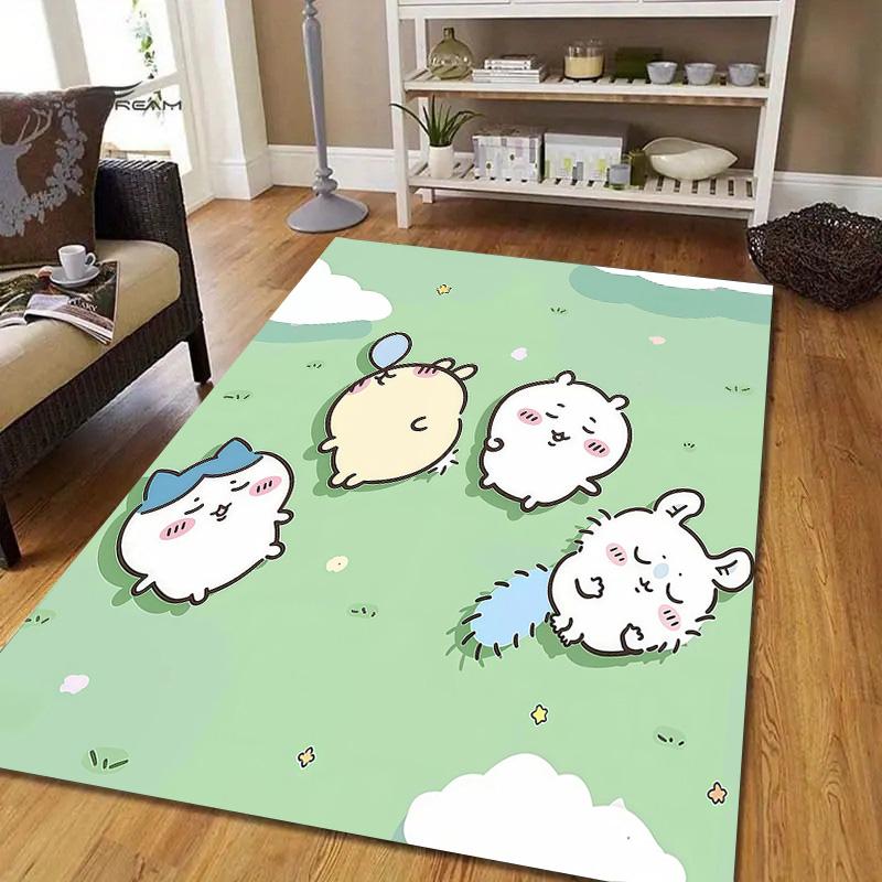 Usagi Flannel Pattern Square Carpet,Area Rug,Carpet Rug for Living Room Bedroom Sofa Playroom Decor,Non-slip Floor Mat