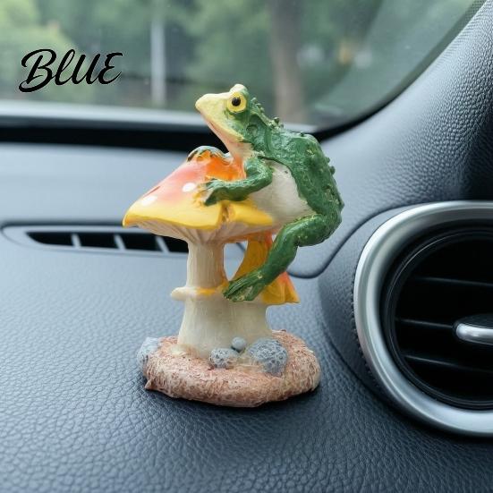 DIY Fairy Garden Accessories Resin Frog On Mushrooms Figurine Micro Landscape Bonsai Ornament Small Ornaments for Moss Waterproof Miniature