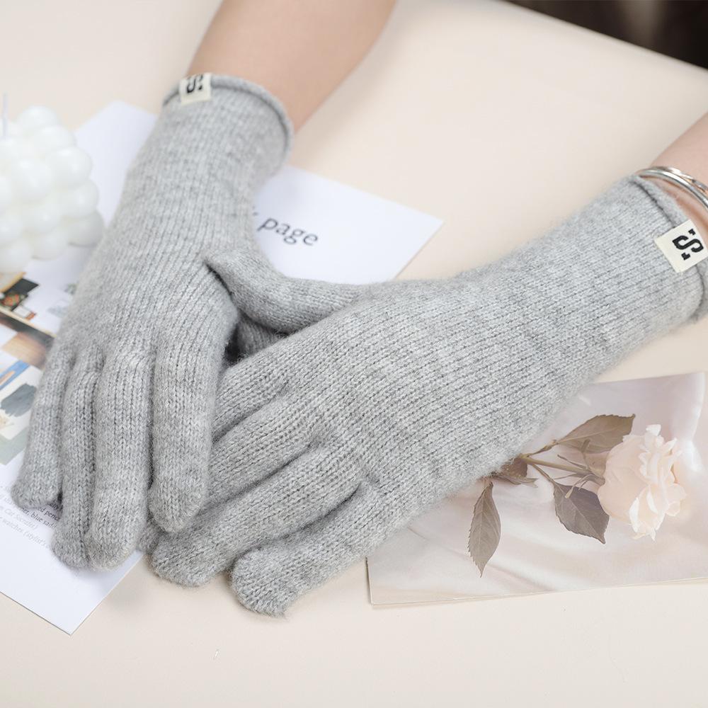 Warme Strickhandschuhe für Damen im Herbst und Winter Studenten Einfarbig Vielseitig Fingerfrei Fingerwollhandschuhe für Büro Outdoor Reiten