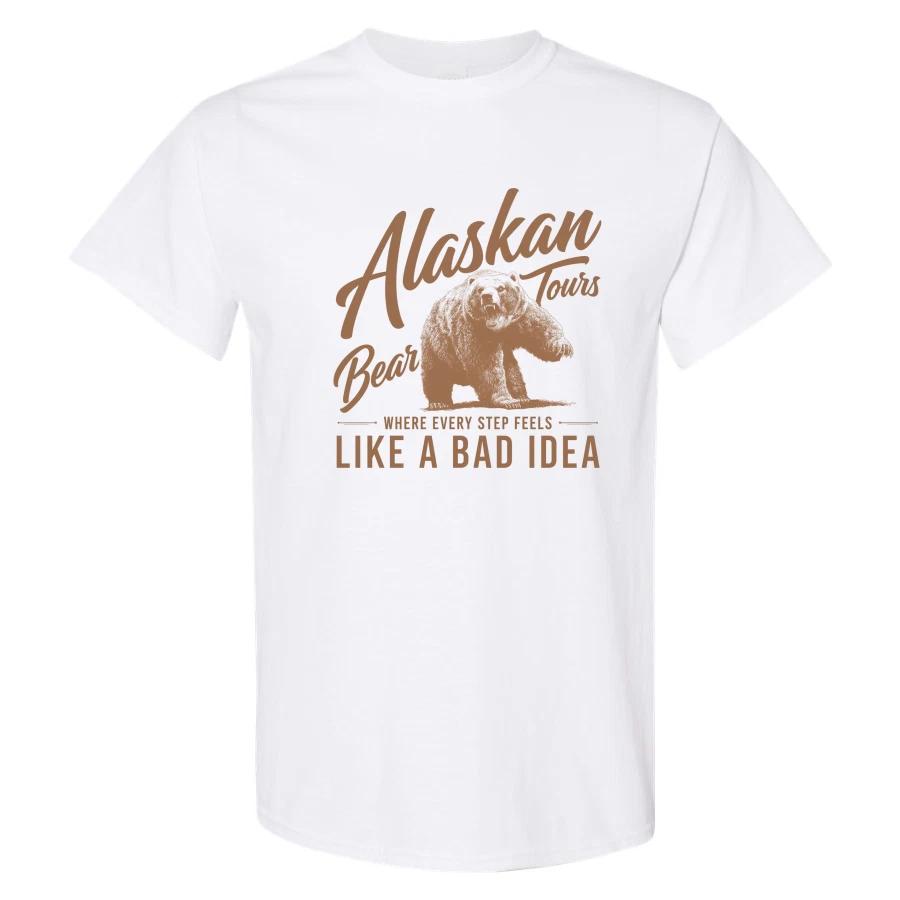 Alaskan Tours Bear T Shirt Like a Bad Idea Funny Travel Vintage Graphic Gift L