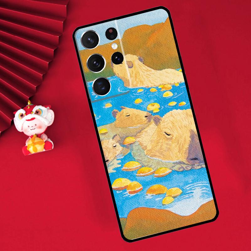 Capybara Spa Case For Samsung Galaxy S25 S26 Ultra S21 S22 S20 S23 S24 Ultra Plus S10 S25 FE Cover Funda