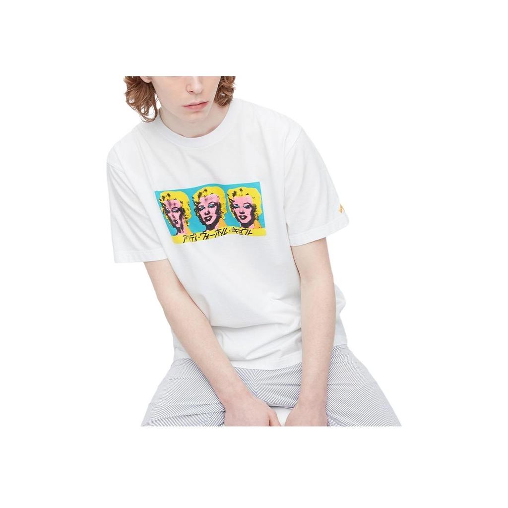 UNIQLO Artist Series Character Letter Print Crew Neck Short Sleeve T-Shirt Unisex Tops White 449070-00