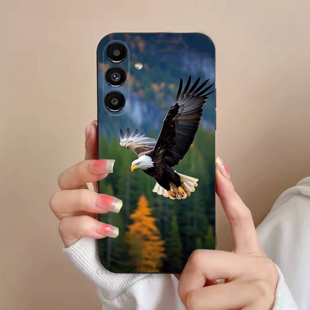 Eagle Cool Animal Phone Case For Samsung S25,24,21,22,23,S30,Ultra,S20,Plus,Fe,Lite,Note,S10,S9,Black Soft Shell SamsungS21FE