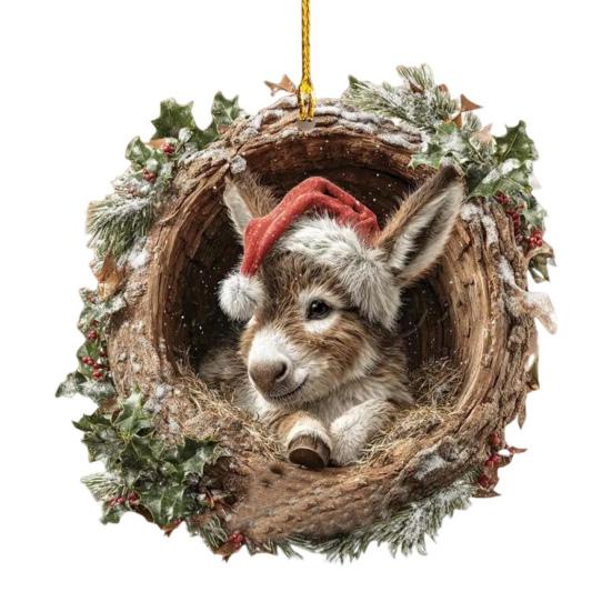 Animal Christmas Ornament 2D Flat Forest Animal Xmas Tree Ornament Acrylic Hanging Woodland Pendant for Garden Tree Home Decor