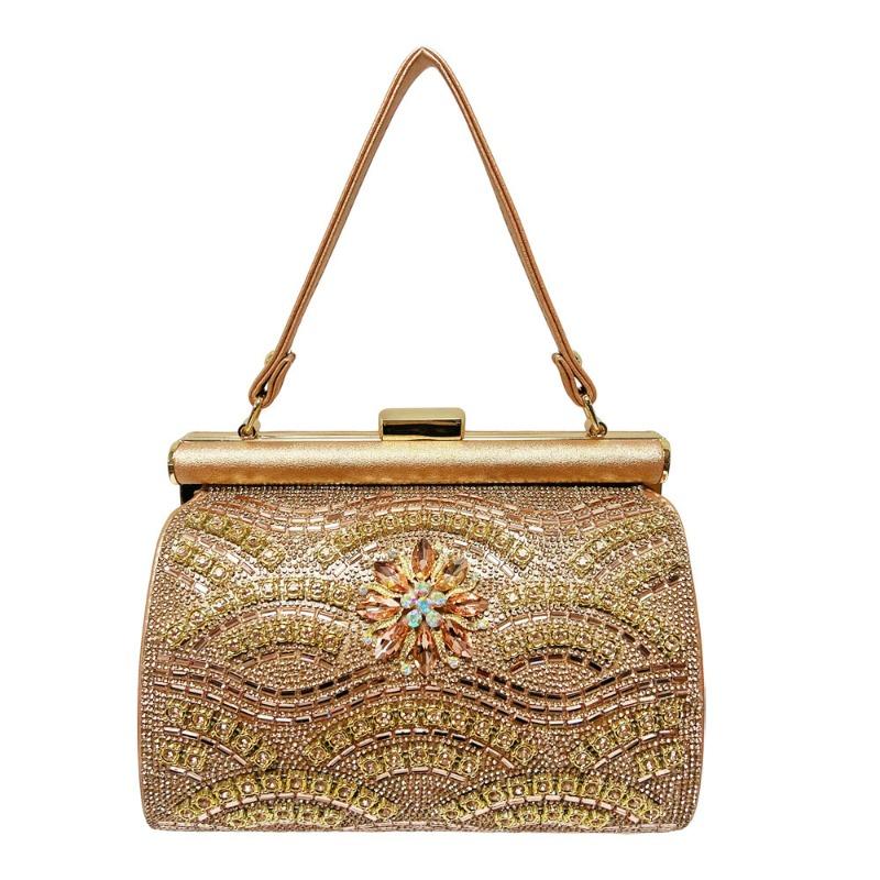 Evening Party Bag - Shiny Diamond-studded Shoulder Bag with A Slanted Strap, Elegant Evening Dress Bag