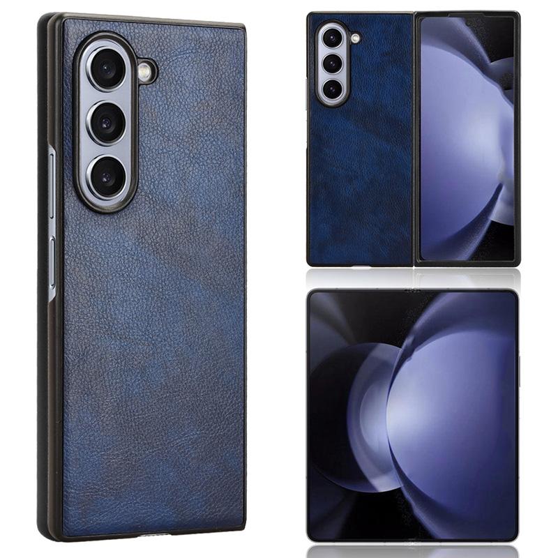 Für Samsung Galaxy Z Fold6 5G Hülle Litschi-Textur PU-Leder+PC Handyhülle