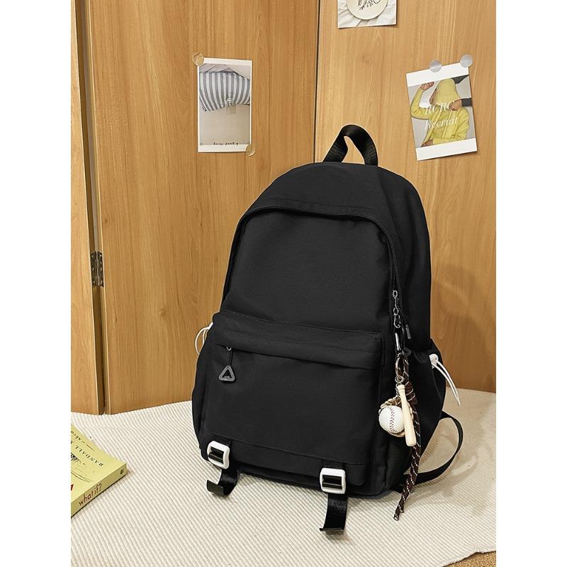 New Solid Color Schoolbag Female Simple Joker Leisure Travel Backpack Large Capacity Junior High School Students Shoulders.