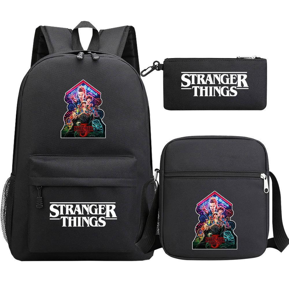 Stranger Things Star Printing Teen Student School Bag Three-Piece Men'S And Women'S Backpack