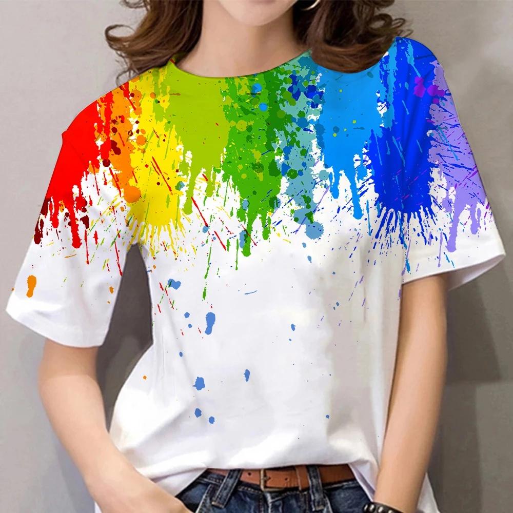 Печатная уличная футболка 3D повседневная свободная абстрактная короткорукавная женская футболка XS